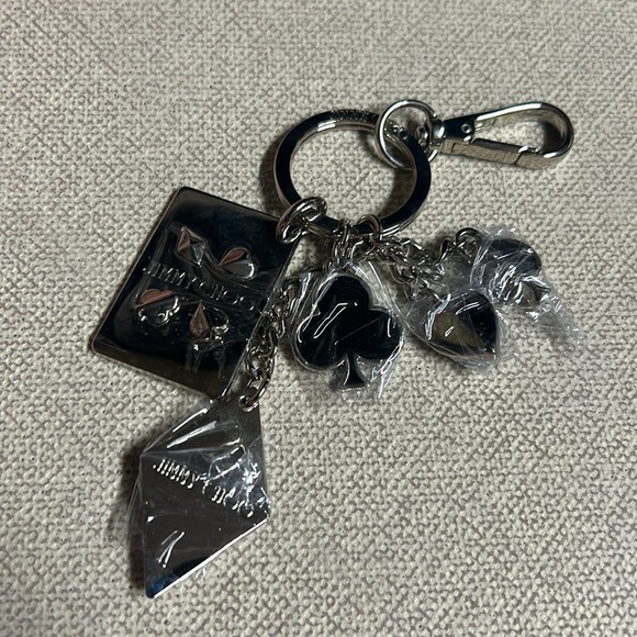 JIMMY CHOO Queen of Hearts Keychain Silver NWOT - Picture 2 of 7